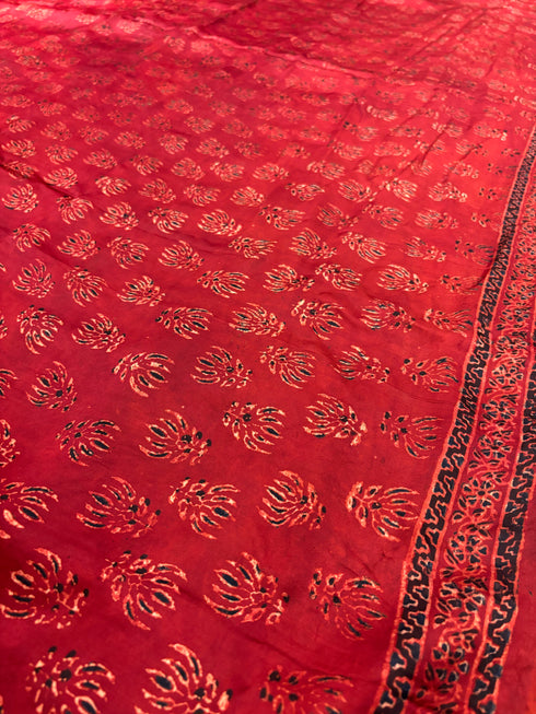 Embroidered Palm Modal Silk Ajrakh Saree