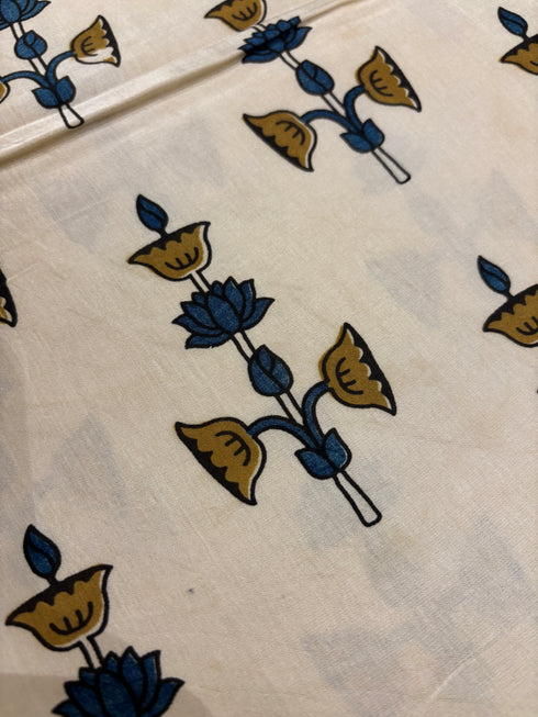 White Gold Modal Silk Ajrakh Saree