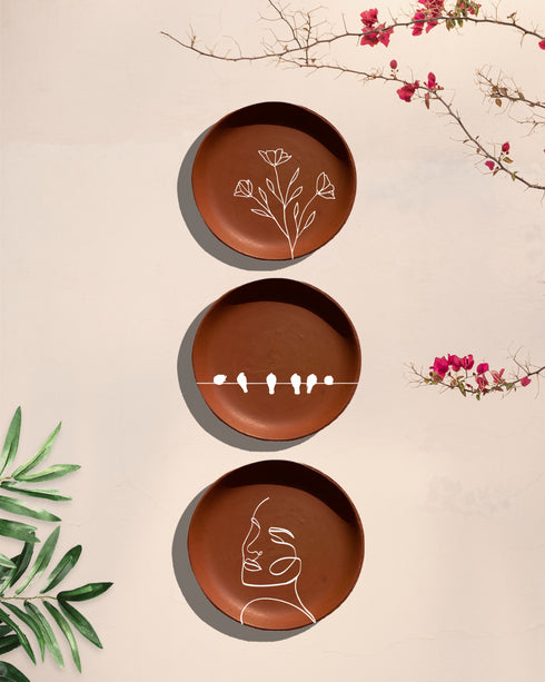 Soulful Rithem -Terracotta decorative wall plates set of 3