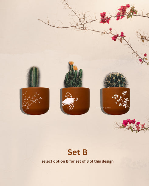 Beach Me Good - Terracotta handpainted wall planters set