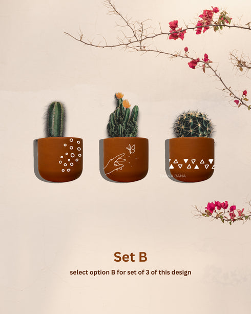 Nature's Sketch - Terracotta decorative wall planters set