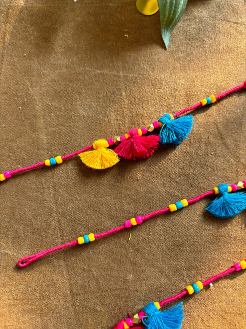 Pink Multi Tassels Patwa Anklet- 1pc