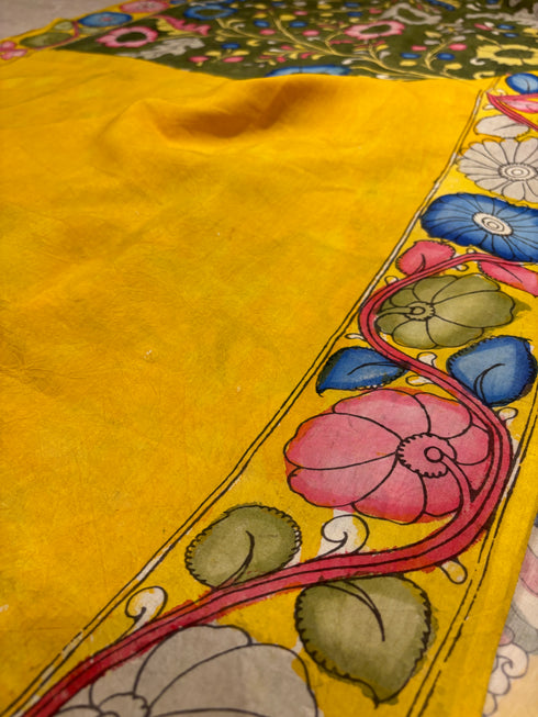 Mor Srikalahasti Pure Silk Kalamkari Saree
