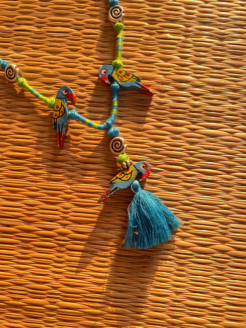 Blue Parrot Patwa Sleek Thread Necklace