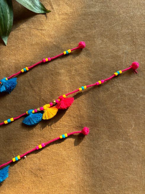 Pink Multi Tassels Patwa Anklet- 1pc
