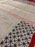 Red Stripe White Modal Silk Ajrakh Saree