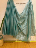 Sea Green Cotton Tissue Saree