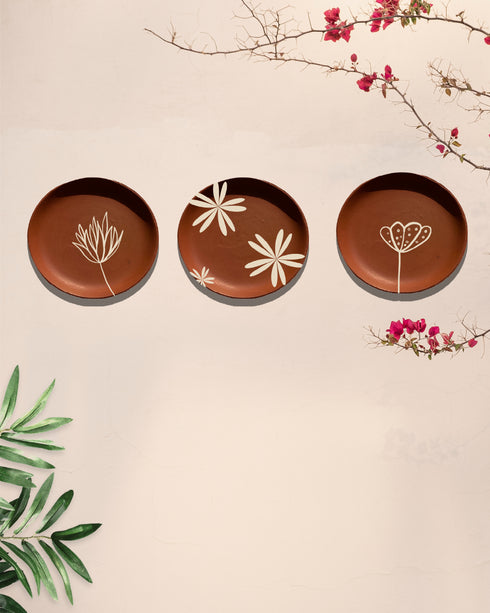 Dune Blossom - Terracotta Decorative wall plates set of 3