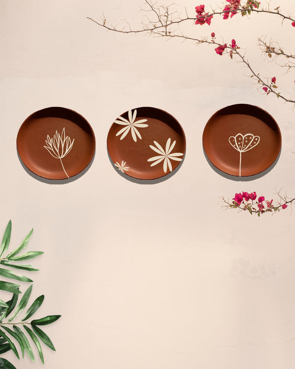 Dune Blossom - Terracotta Decorative wall plates set of 3
