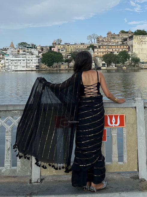 Noor Shimmer Sequence Mul Cotton Saree