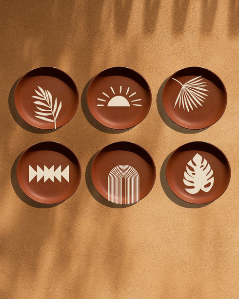 Tropicalicious Collection - Terracotta decorative wall plates set of 6