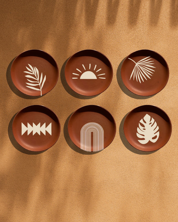 Tropicalicious Collection - Terracotta decorative wall plates set of 6