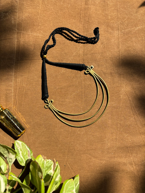 Golden 3 layered Dhokra necklace