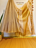 Beige Golden Linen Tissue Saree
