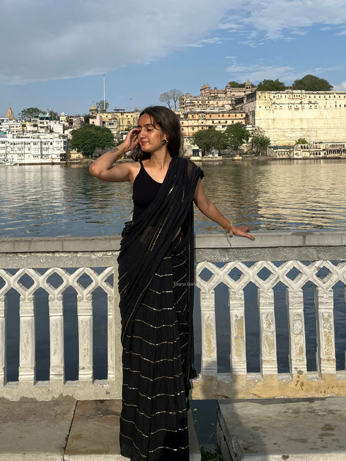 Noor Shimmer Sequence Mul Cotton Saree