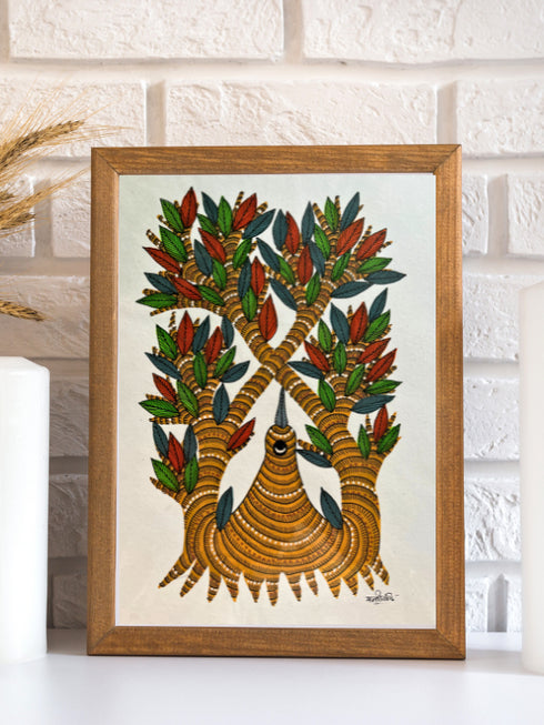 Vriksh Pakshi Gond Painting (A4 Size)