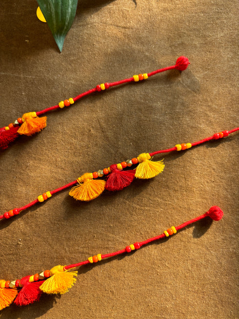 Orange Multi Tassels Patwa Anklet- 1pc
