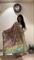 Lavender Pen Kalamkari Dupatta with Zari Border