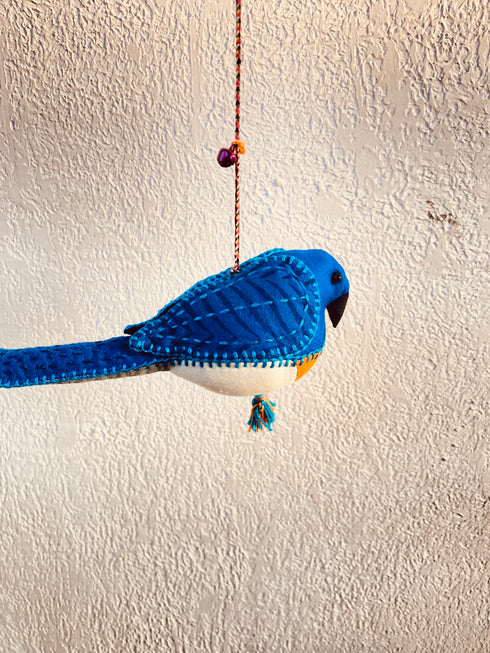 Indian Blue Robin - Stuffed bird decor hanging
