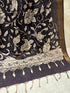 Black Pen Kalamkari Dupatta with Zari Border