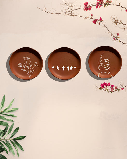 Soulful Rithem -Terracotta decorative wall plates set of 3