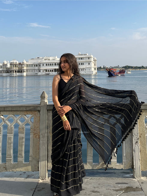 Noor Shimmer Sequence Mul Cotton Saree