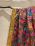 Pink Pen Kalamkari Dupatta with Zari Border
