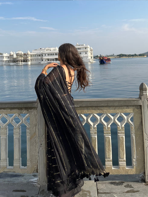 Noor Shimmer Sequence Mul Cotton Saree