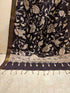 Black Pen Kalamkari Dupatta with Zari Border