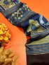 Jharokha Blue Modal Silk Ajrakh Saree