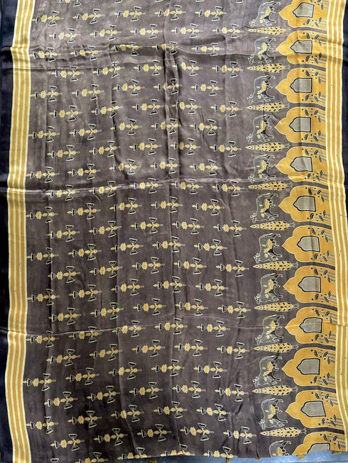 Champagne Gold Modal Silk Ajrakh Saree