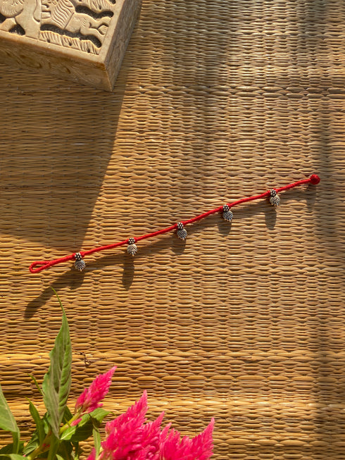 Beaded Red Patwa Anklet