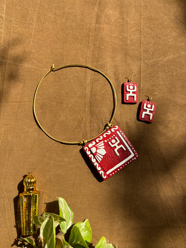 Red Hasli Dhokra Terracotta Choker