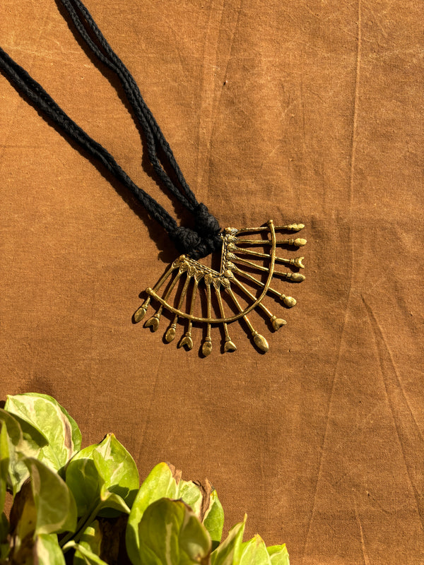 Black Tribal Tikon Long Dhokra Necklace