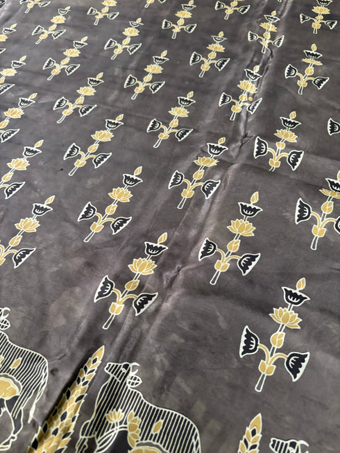 Champagne Gold Modal Silk Ajrakh Saree