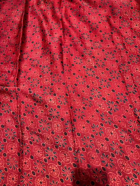 Embroidered Palm Modal Silk Ajrakh Saree