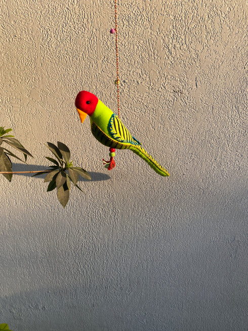 Plum Headed Parakeet - Stuffed bird decor hanging