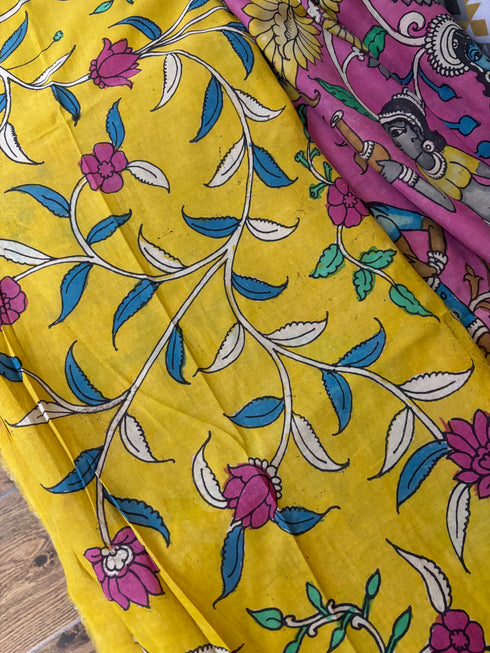 Krishanleela Srikalahasti Pure Silk Kalamkari Saree