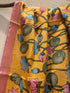 Orange Pen Kalamkari Dupatta with Zari Border