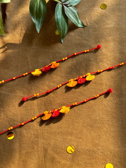 Orange Multi Tassels Patwa Anklet- 1pc