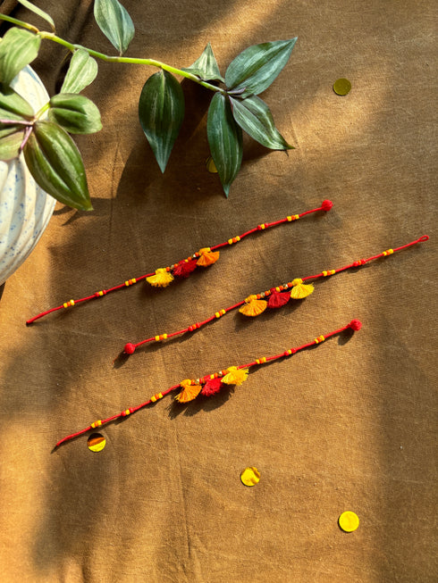 Orange Multi Tassels Patwa Anklet- 1pc