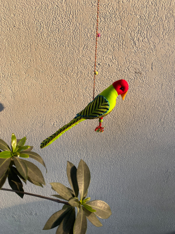 Plum Headed Parakeet - Stuffed bird decor hanging