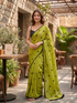 Olive Noir Polka Handloom Mull Cotton Saree