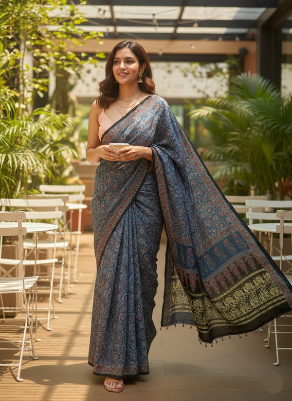 Vault-06-Modal Silk Ajrakh Saree