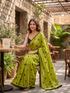 Olive Noir Polka Handloom Mull Cotton Saree