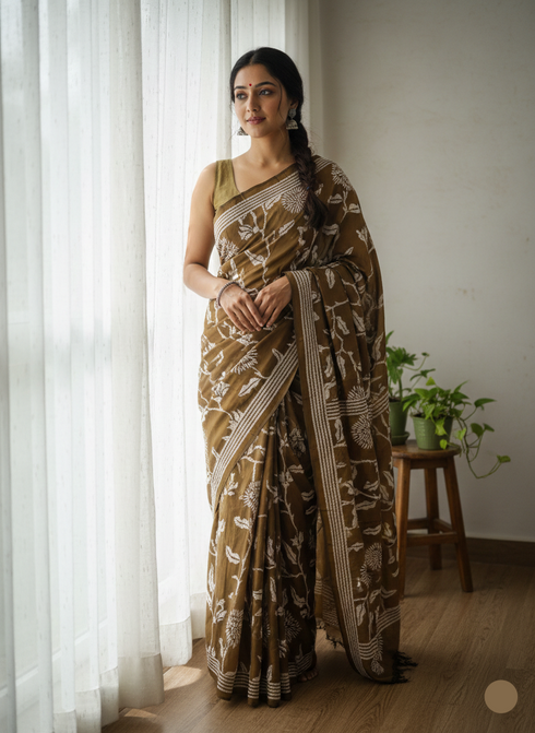 Vault-08-Semi Bangalore Silk Kantha Saree
