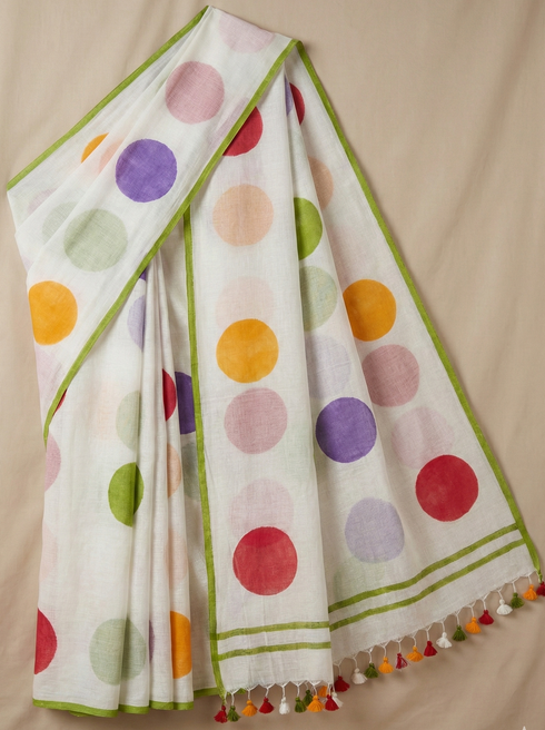 Polka Mul Cotton Saree