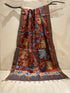 Red Pen Kalamkari Dupatta with Zari Border