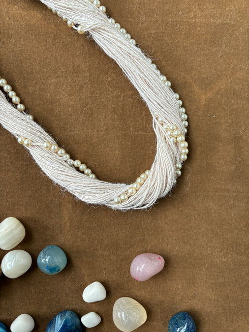 White Sand Pearl Jute Necklace