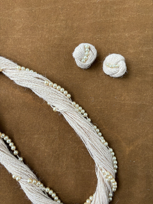 White Sand Pearl Jute Necklace